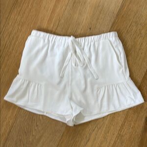 White Ruffle Hem Women's Shorts